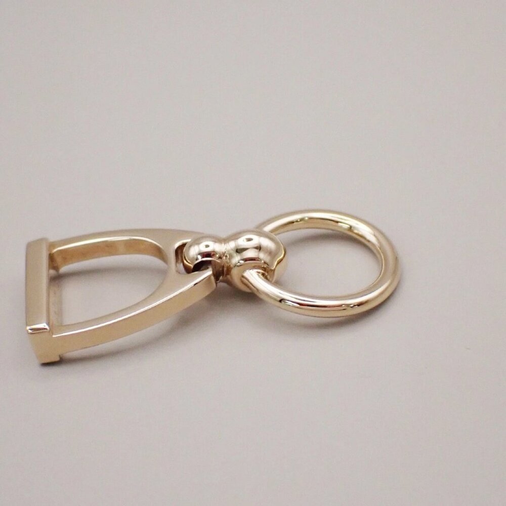 HERMES Logo Charms Etrier Twilly Ring Palladium Plated brass Italy - Picture 10 of 13